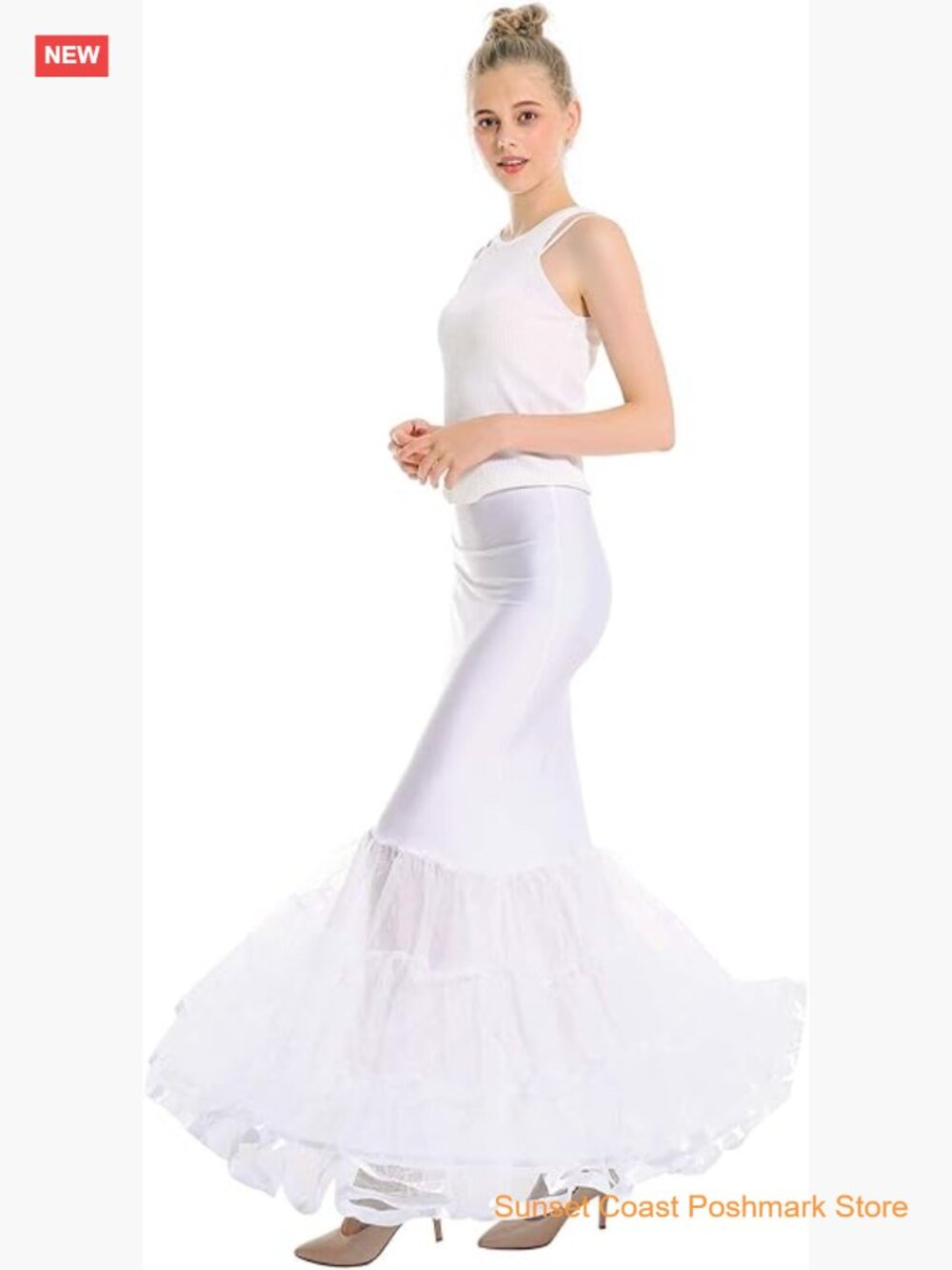 Mermaid Fishtail Petticoat Crinoline Underskirt One Hoop Trumpet Gown
